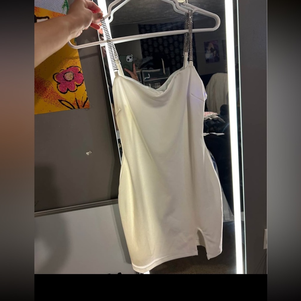 Windsor White Mini Dress with Silver Straps